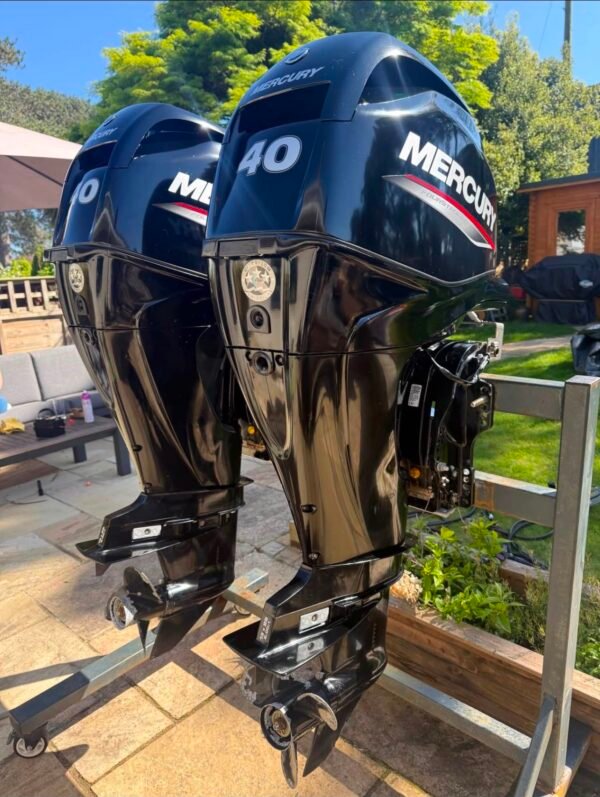 Twin Mercury 40HP 4-Stroke Used Outboard Motors – 2017 – 123/124 Hours – Long Shaft